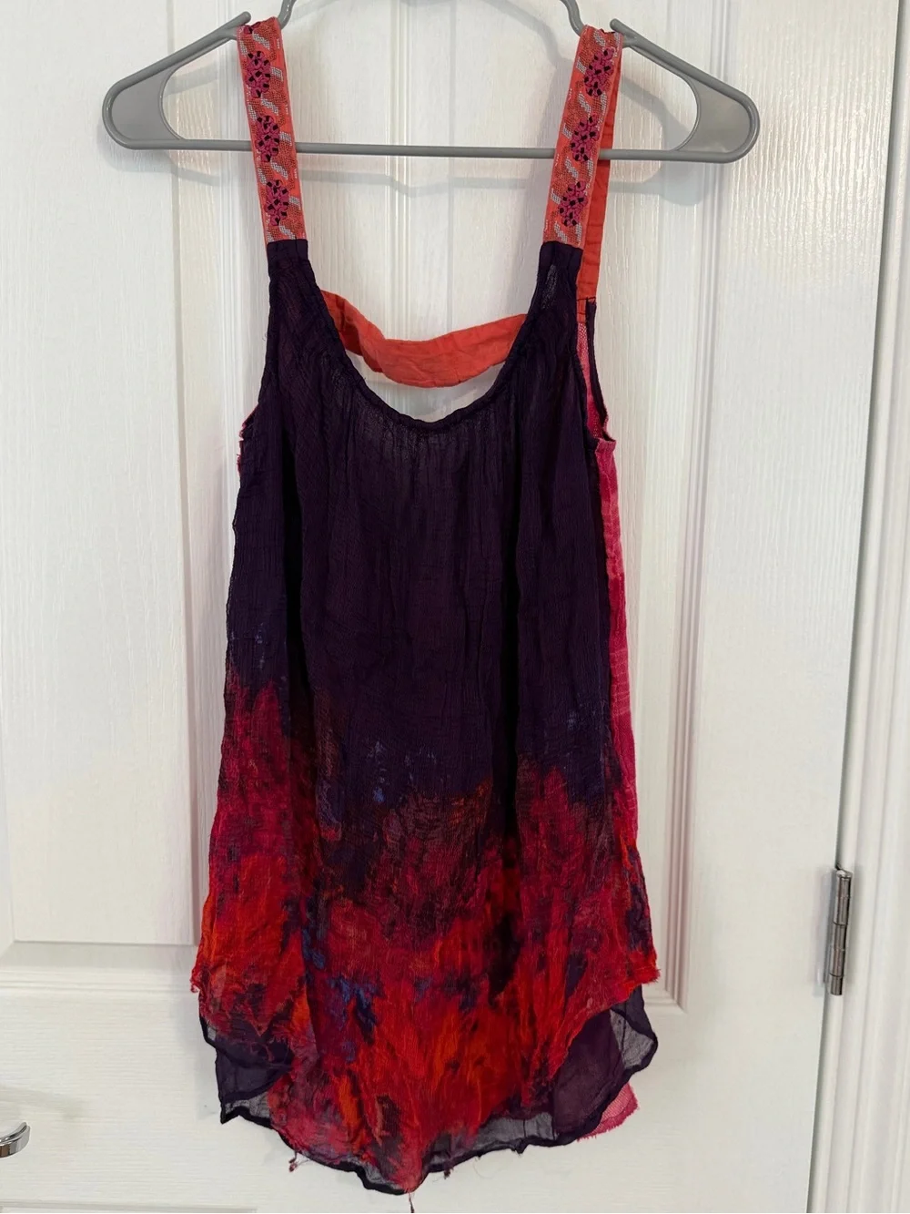 Women’s Free People Red and Purple Tie-Dye Sleeveless Tank Top